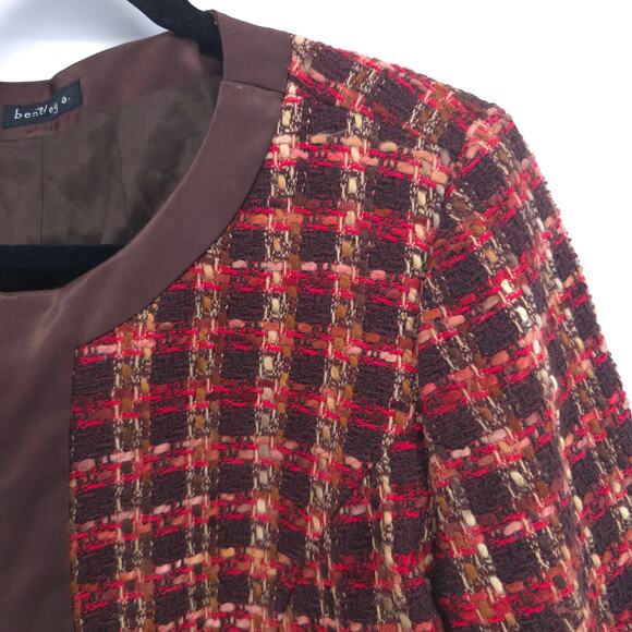 Bentley A. Tweed Dark Acadamia Plaid Hook & Latch Wool Blazer Contrast Trim M - Picture 5 of 15